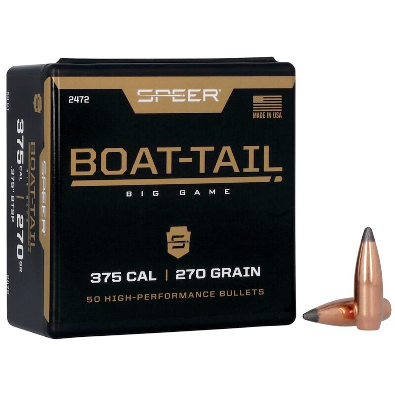 Speer Boat Tail Rifle Bullets .375, 270gr BT SP, Box of 50