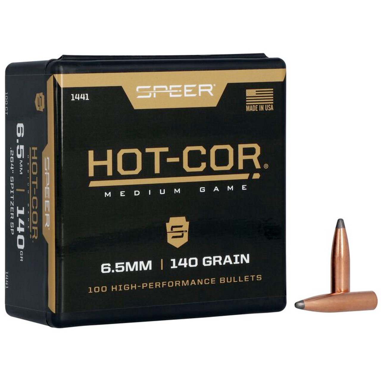 Speer Rifle Hunting Hot-Cor Bullets .264, 140gr SPITZER SP, Box of 100