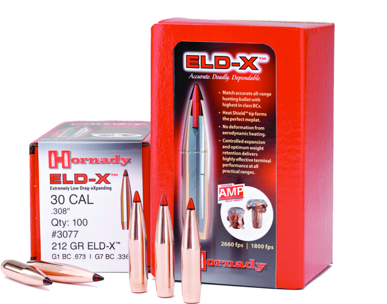 Hornady ELD-X Rifle Bullet 30Cal (.308), 200Gr ELD-X, Box of 100