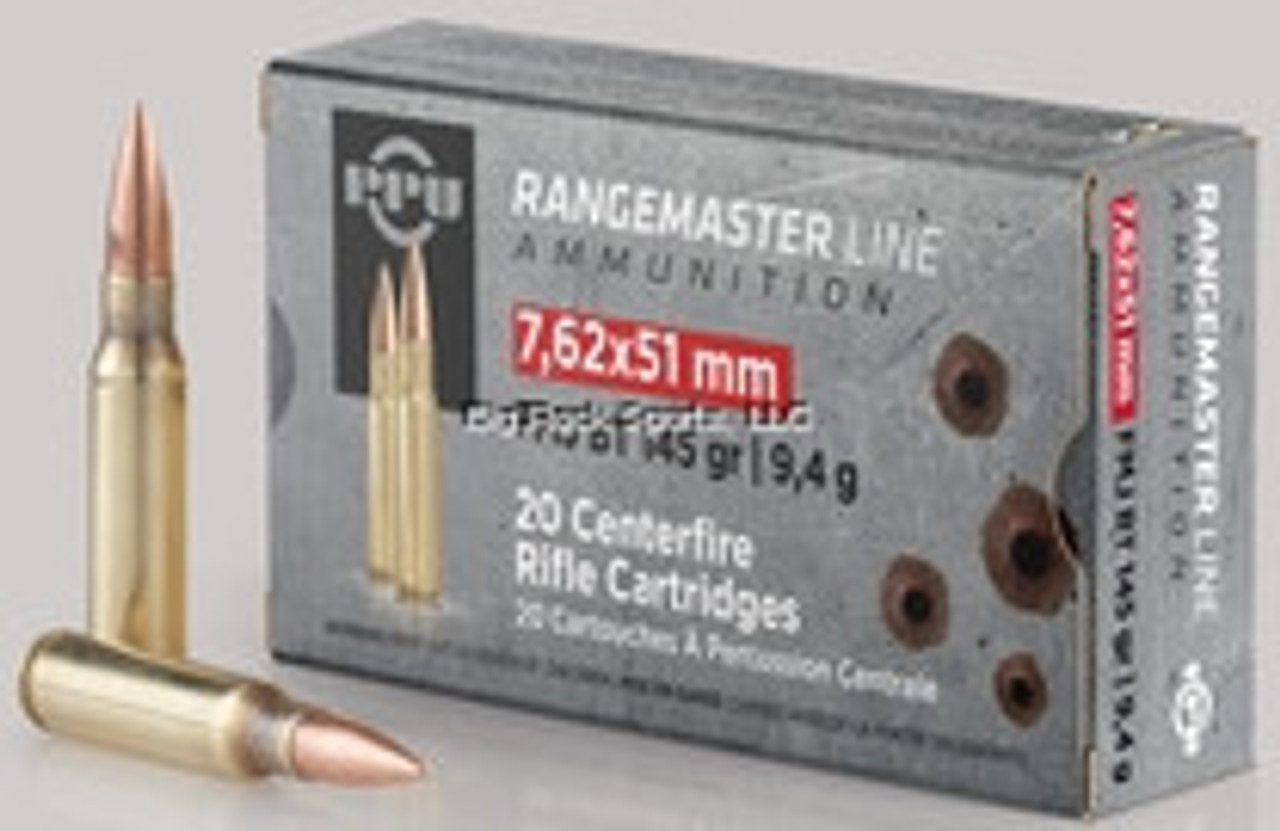 PPU Rangemaster Rifle Ammo 7.62x51, FMJBT, 145 Gr, 20 Rnds