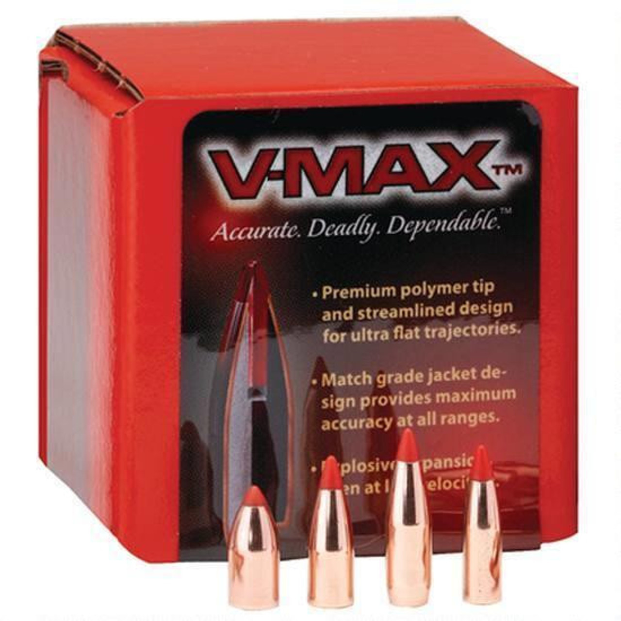 Hornady 17 Cal (.172") 25 Gr V-Max Polymer Tip Flat Base, Box of 100