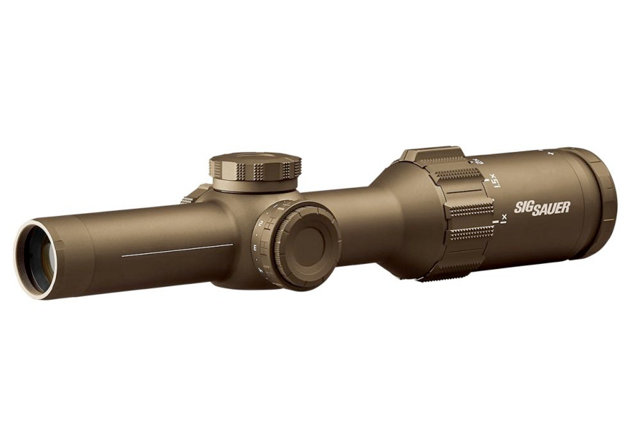 Sig Sauer Tango6T Riflescope, 1-6X24mm, 30mm, Ffp, 556-762 Horseshoe Illum Reticle, 0.2 Mrad, Capped Turret, FDE Color