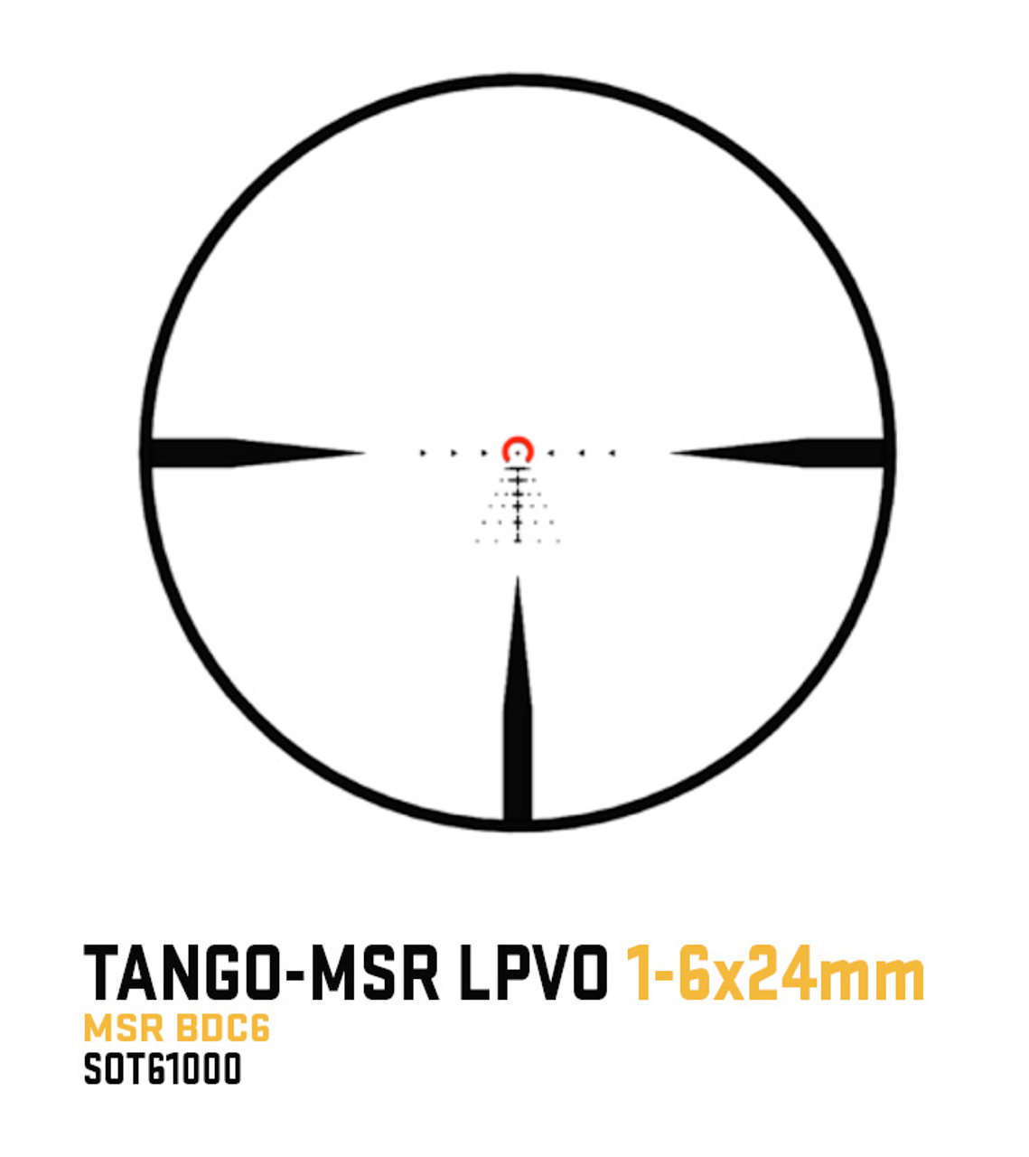Sig Sauer Tango MSR Scope, 1-6X24MM, 30MM, SFP, Illuminated MSR BDC6 Reticle, 0.5 MOA, Capped Turret, Black W/ 1.535 Mount