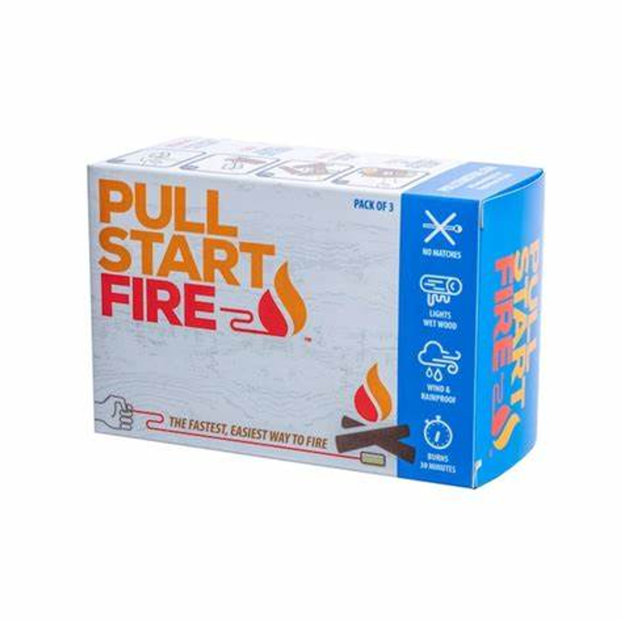 Pull Start Fire Fire Starter, No Matches Needed, Windproof 200 Mph, Burns 30 Min, 3Pack
