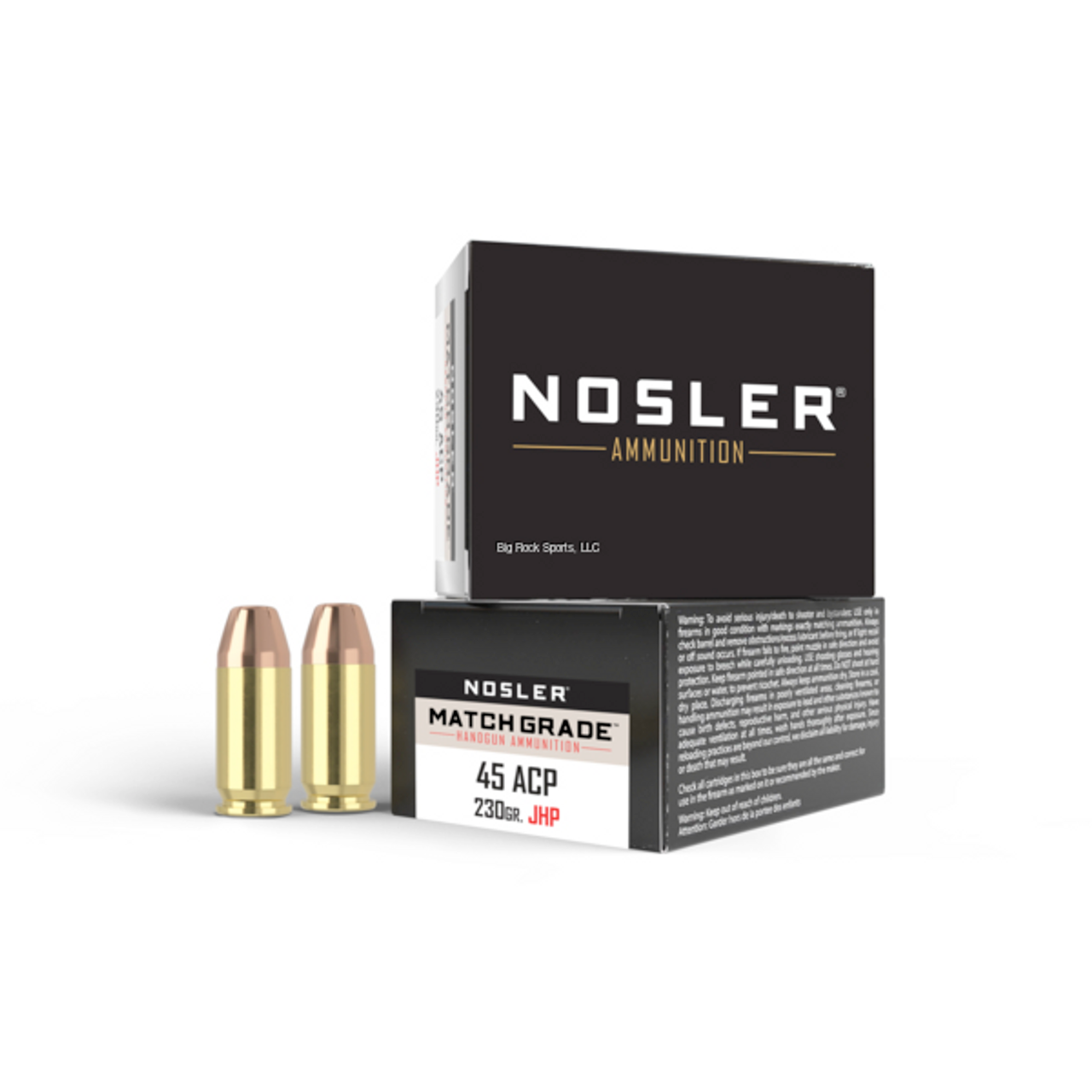 Nosler Match Grade Handgun Ammo 45 ACP, JHP, 230 Gr, 850 fps, 20 Rnds