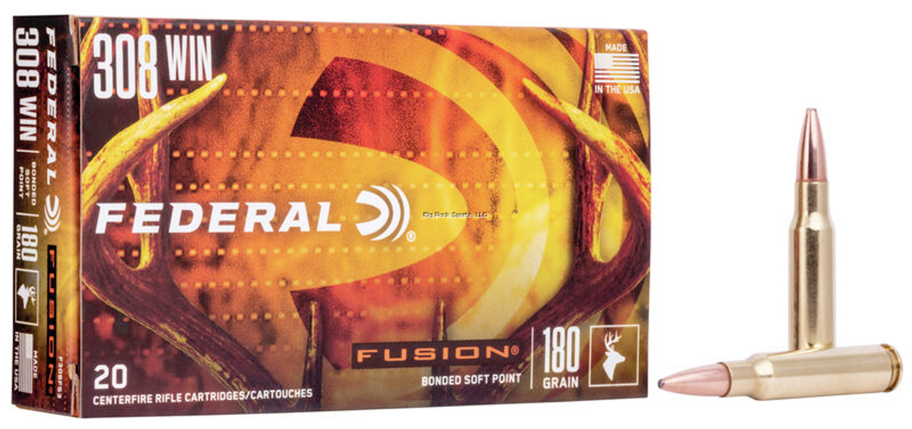 Federal Fusion Rifle Ammo 308 WIN, 180 Grains, 2600 fps, 20 Rnds