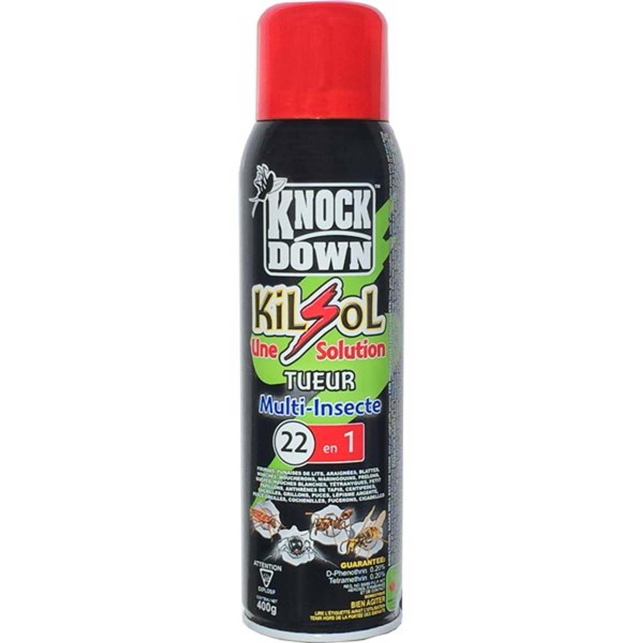 Knock Down Kilsol - One Solution Multi-Insect Killer - 0.2% D-Phenothrin & 0.2% Tetramethrin 400g Aerosol