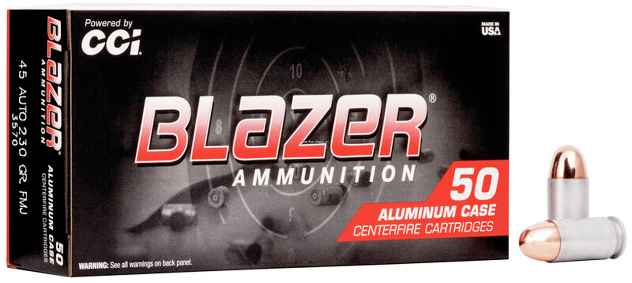 CCI Blazer Centerfire Pistol Ammo 45 ACP 230Gr FMJ Blazer, 50 Rnds