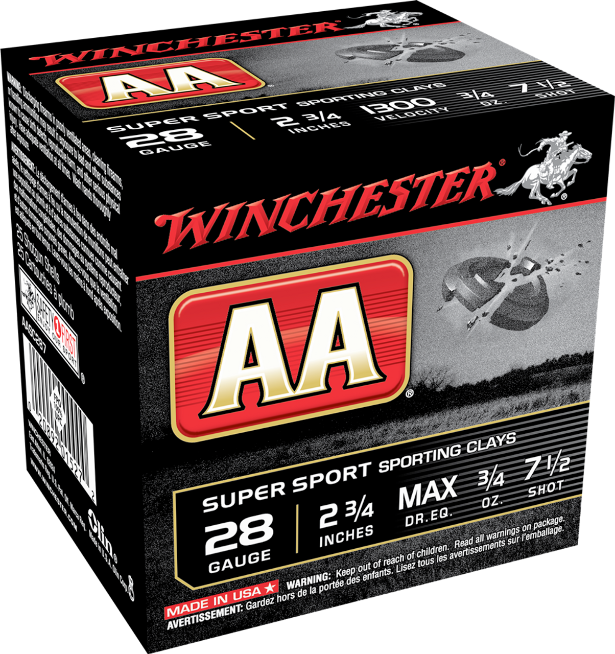 Winchester Super X High Brass Lead Shot 28 Gauge Ammo 2.75 1 Oz 25 Round  Box, X28H5