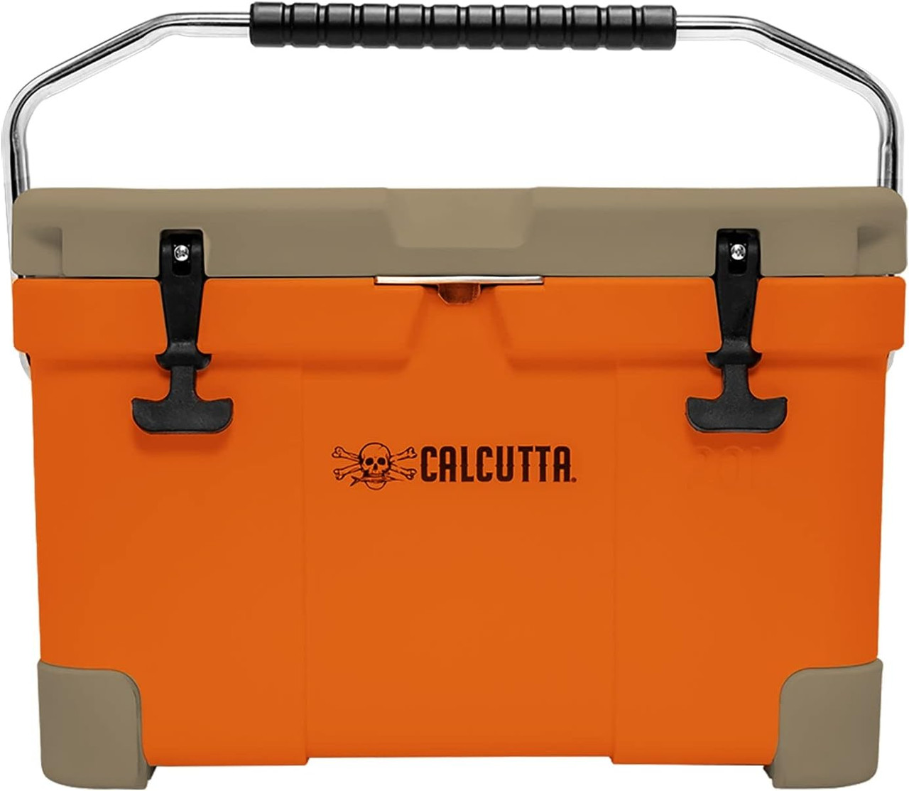 Calcutta Renegade Cooler 20 Liter Orange w/ tan lid, w/LED Drain Plug, SS Carry Handle 20.9"L x 12.4"w x 13.8" H