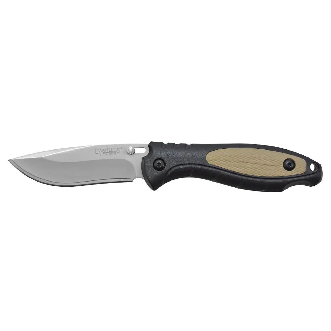 Camillus Tiger Sharp Titanium Bonded 8.0" Fixed Blade Knife, 3.35" Blade, 1 Straight & 1 Serrated Replacement Blade