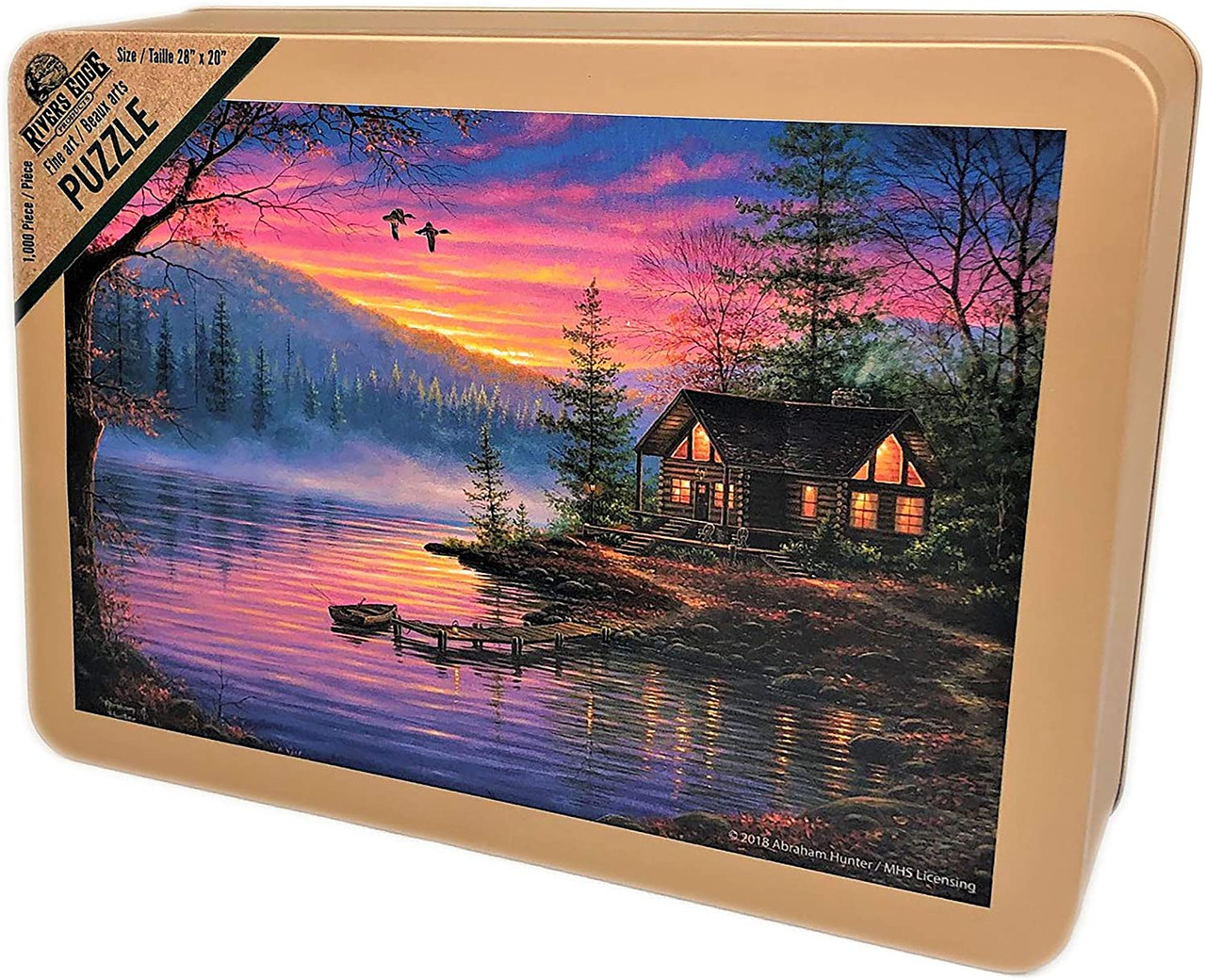 Rivers Edge Puzzle In A Tin, Cabin Scene