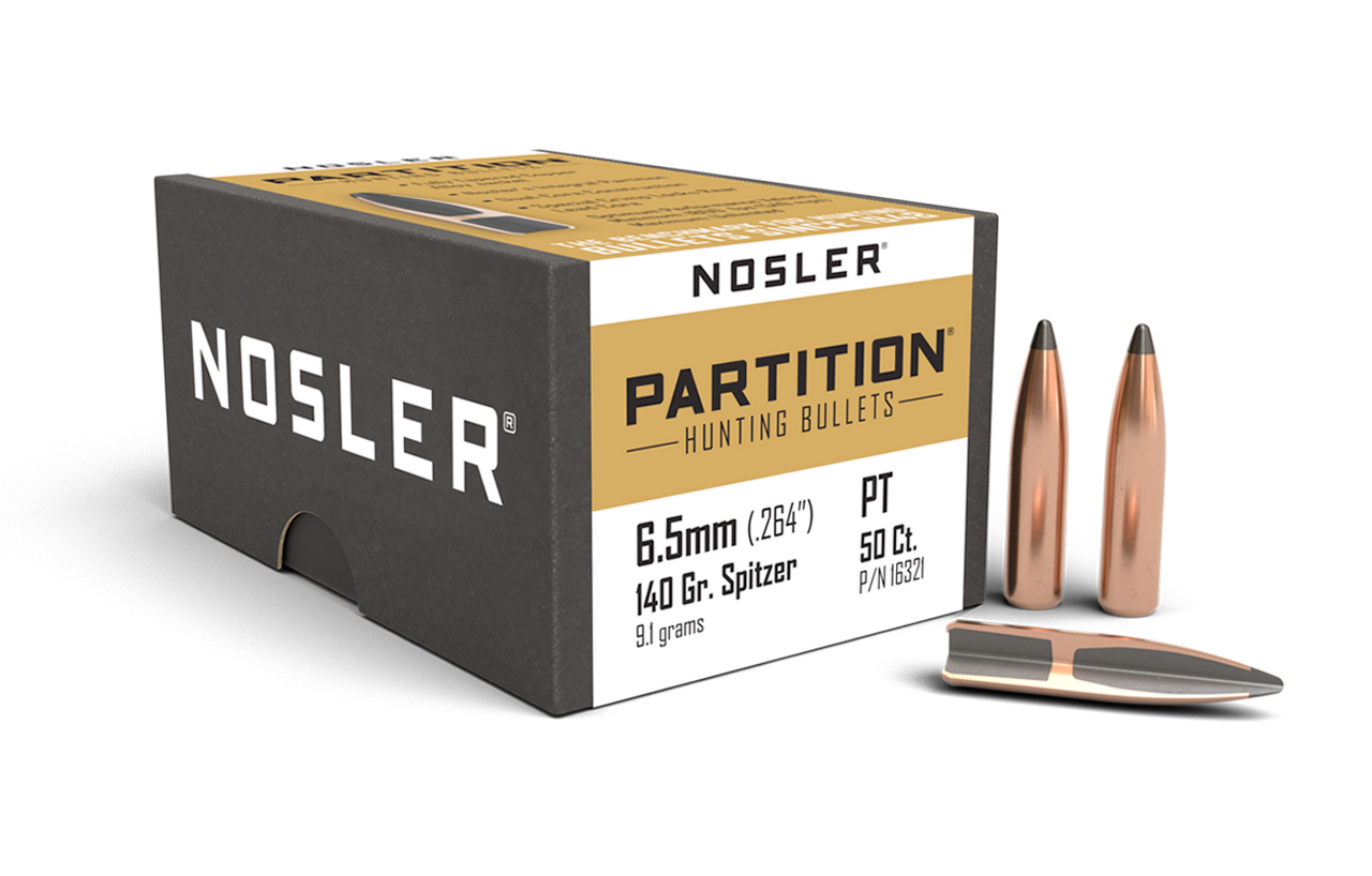 Nosler Rifle Bullets 6.5mm, 140Gr Partition Spitzer (.264), 50 Pack