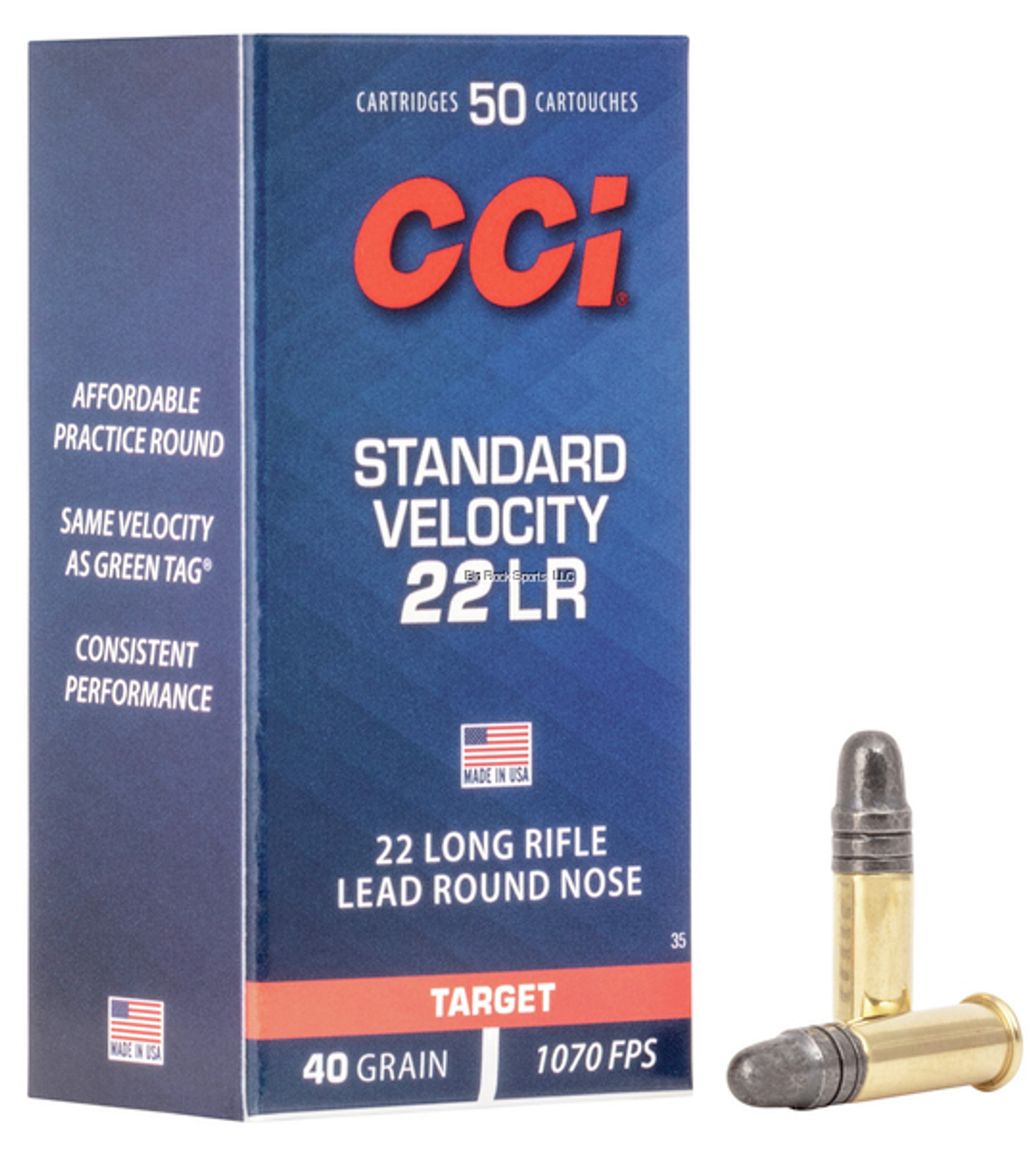CCI Standard Velocity Rimfire Ammo 22 LR, LRN, 40 Grains, 1070 fps,  50 Rnds