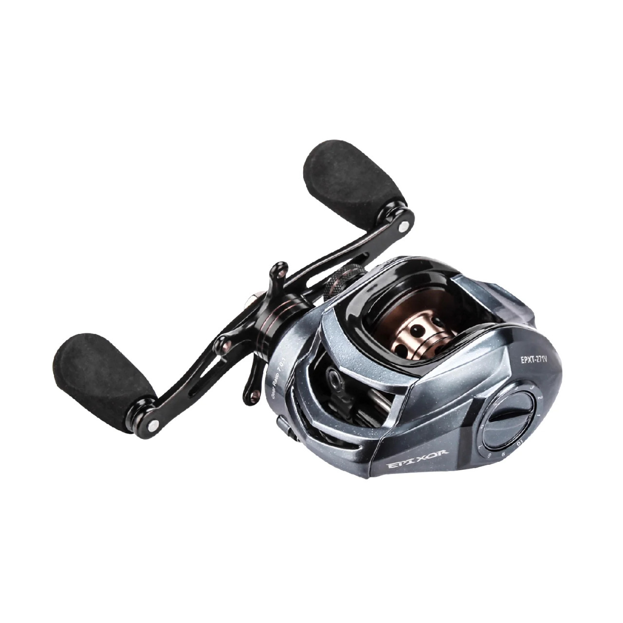 Okuma Epixor RH Baitcast Reel, Low Profile, 7BB+1BB , 7.0:1 , Mono: 195/10# 165/12# 120/14#