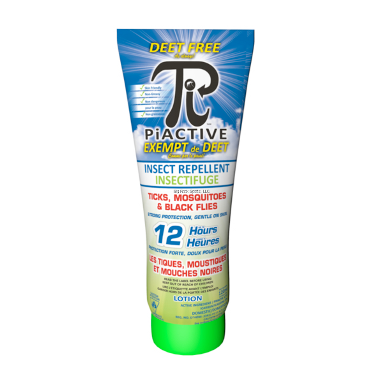 PiACTIVE 100% Deet Free Repellent Lotion, Original 12hr, 120ml Tube