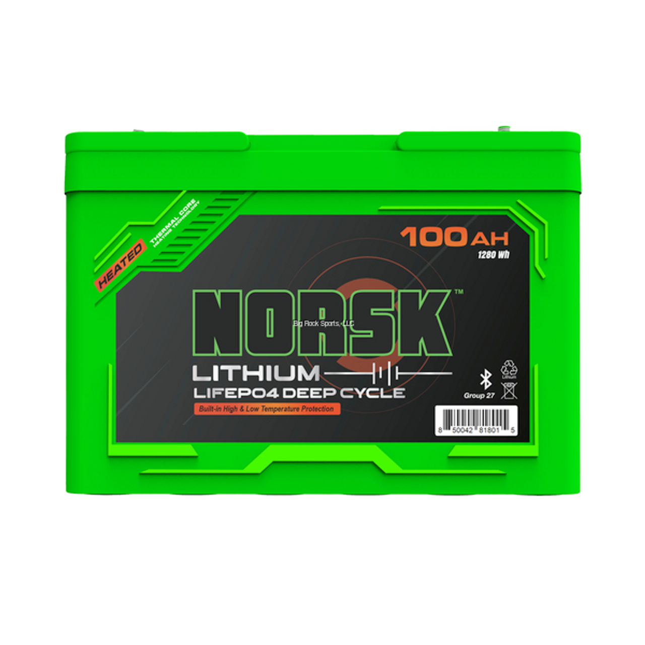 Norsk LifePO4 Lithium Deep Cycle 12.8v, 100ah Heated Battery, Gen 2 Marine/RV Battery