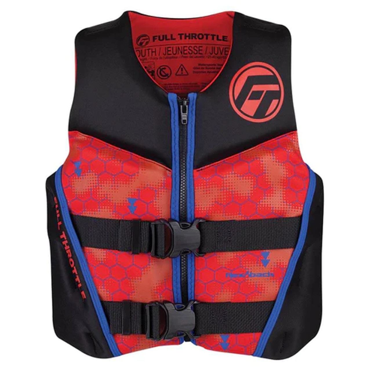 Full Throttle Youth Rapid-Dry Flex-Back Red Youth