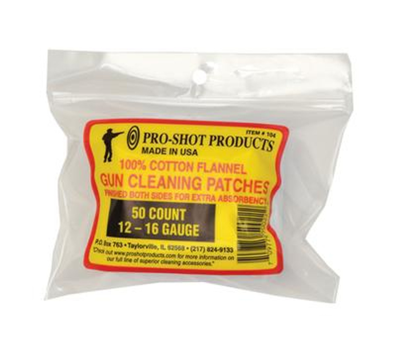 Pro-Shot 3" Square Cleaning Patches, 12-16 Ga, 50 Pack