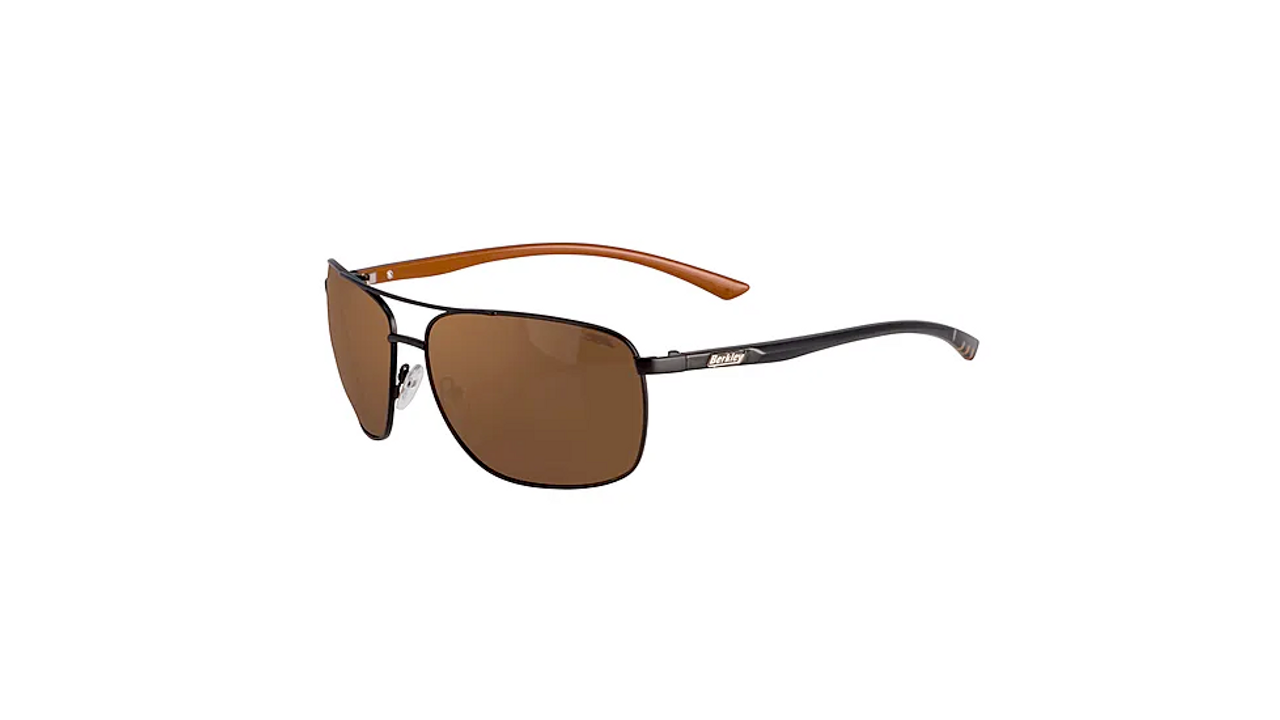 Berkley BER002 Metal Frame Sunglasses, Matte Black Frame/ Copper Lens, M/L
