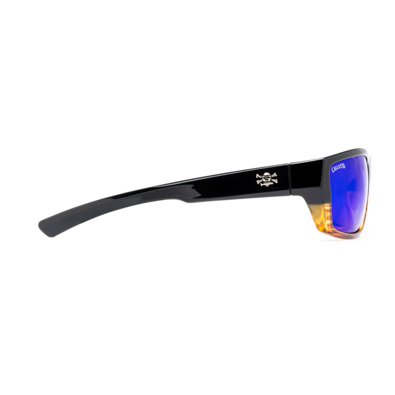 Calcutta Shock Wave Sunglasses, Wood Grain Fade Frame/ Blue Mirror Lens