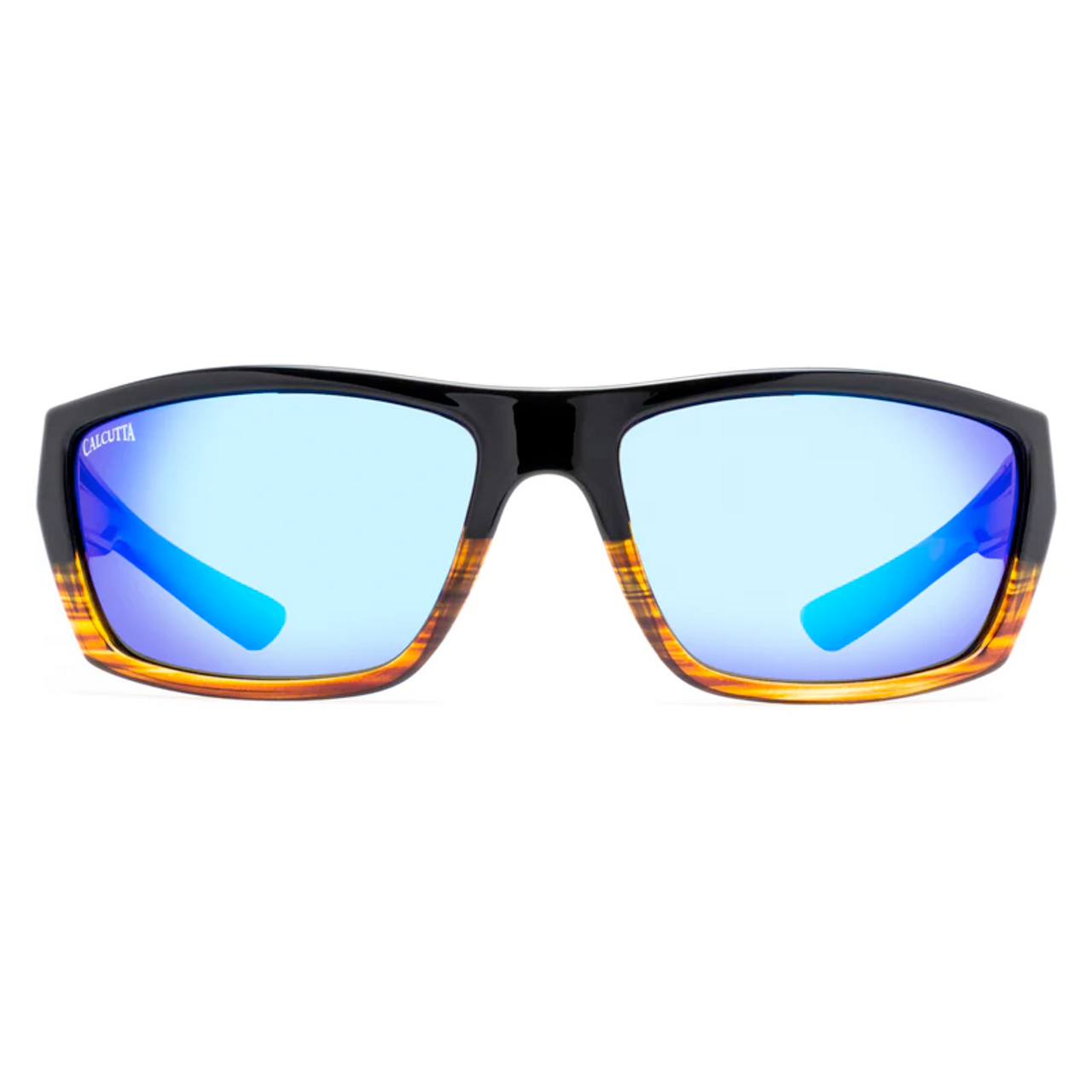 Calcutta Shock Wave Sunglasses, Wood Grain Fade Frame/ Blue Mirror Lens