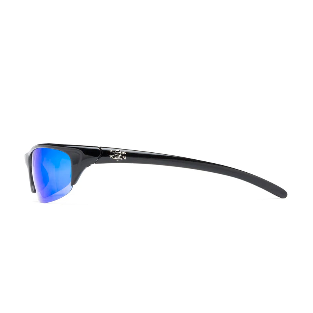 Calcutta Bermuda Sunglasses, Shiny Black Frame/ Blue Mirror Lens