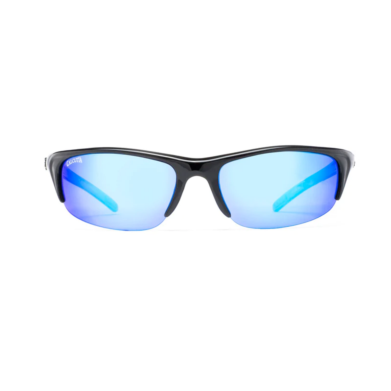 Calcutta Bermuda Sunglasses, Shiny Black Frame/ Blue Mirror Lens