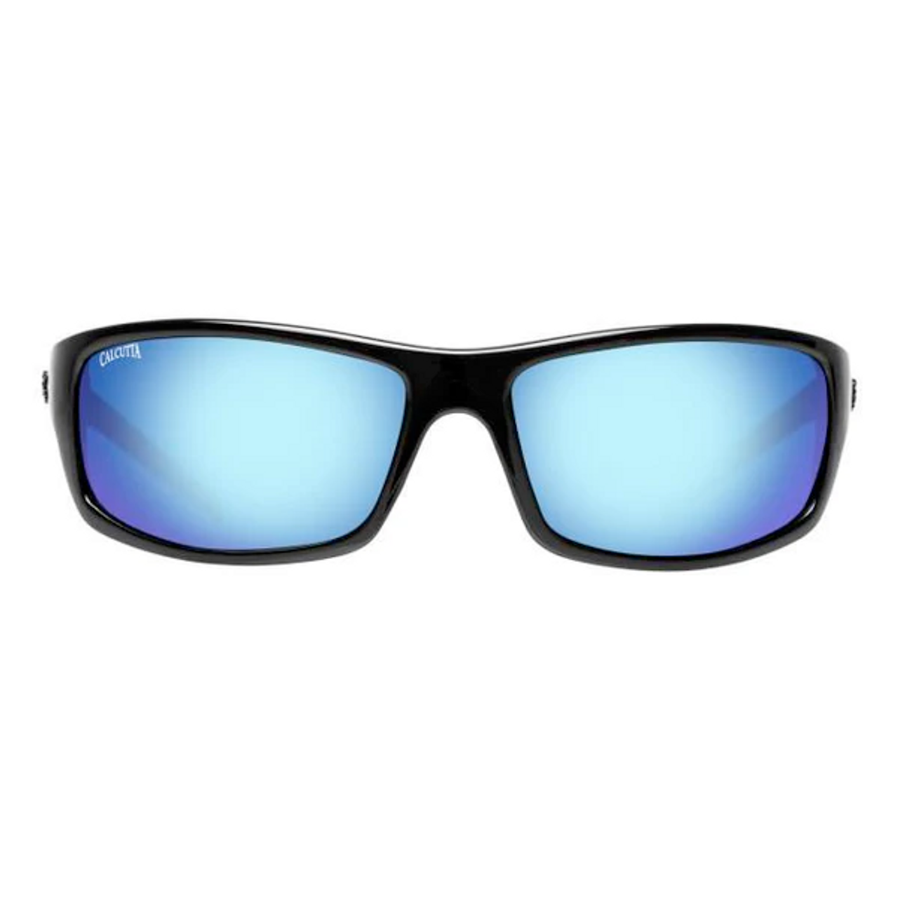 Calcutta Prowler Sunglasses, Shiny Black Frame/ Blue Mirror Lens