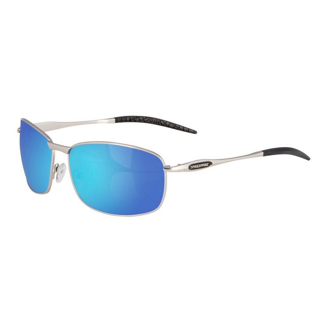 Spiderwire SPW006 Sunglases, Silver Frame/ Blue Mirror (Grey Base) Lens, M/L