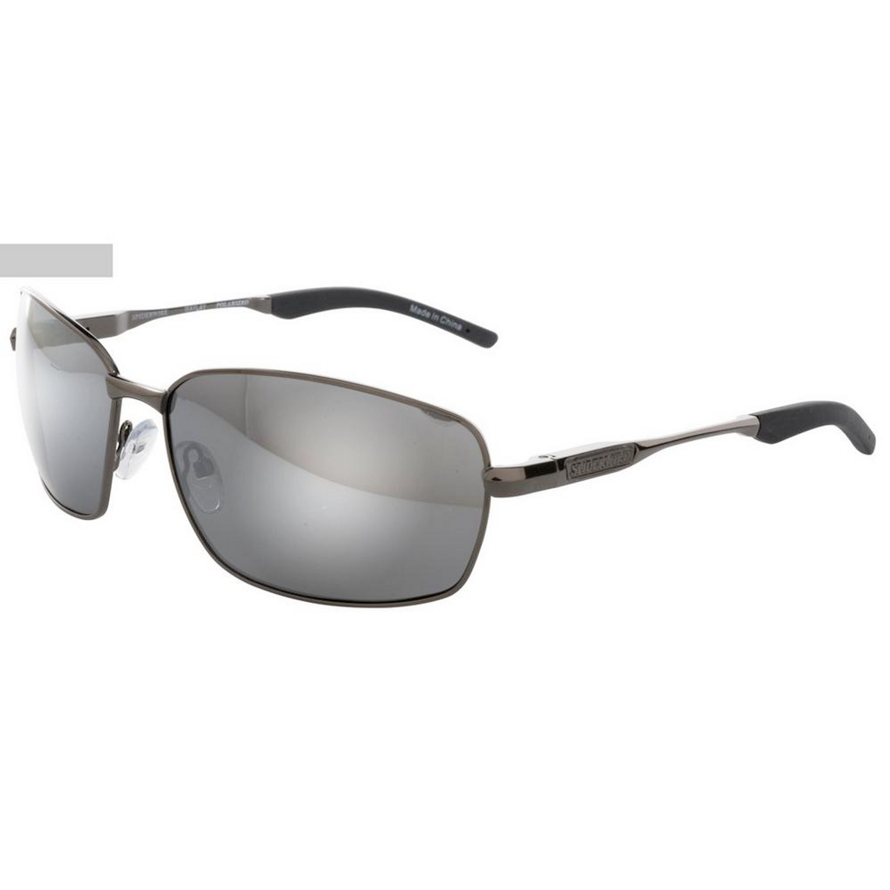 Spiderwire Waylay Sunglasses, Titanium Silver Frame/ Silver Mirror (Grey Base) Lens, L/XL