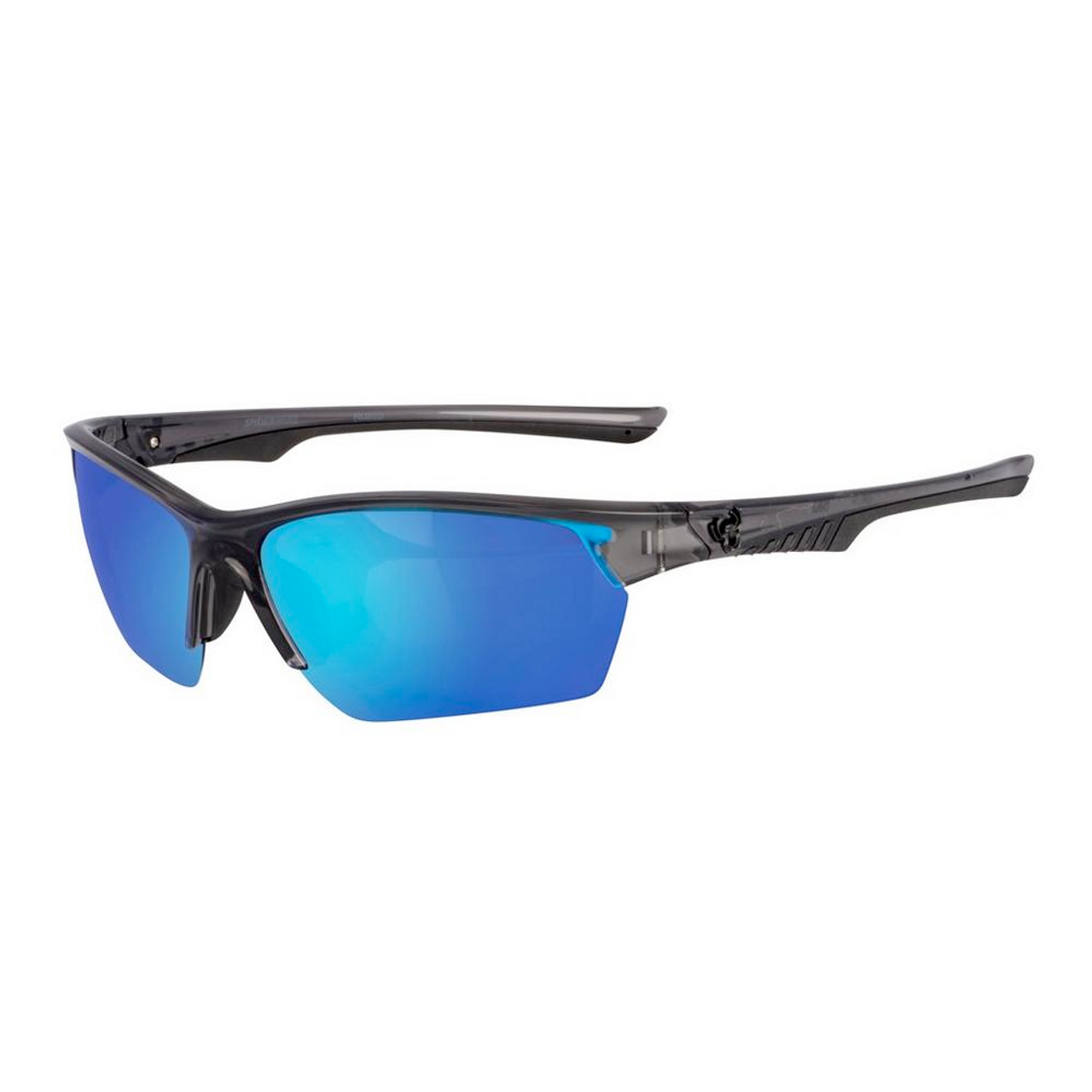 Spiderwire SPW009 Sunglasses, Matte Grey Frame/ Blue Mirror (Grey Base) Lens, M/L