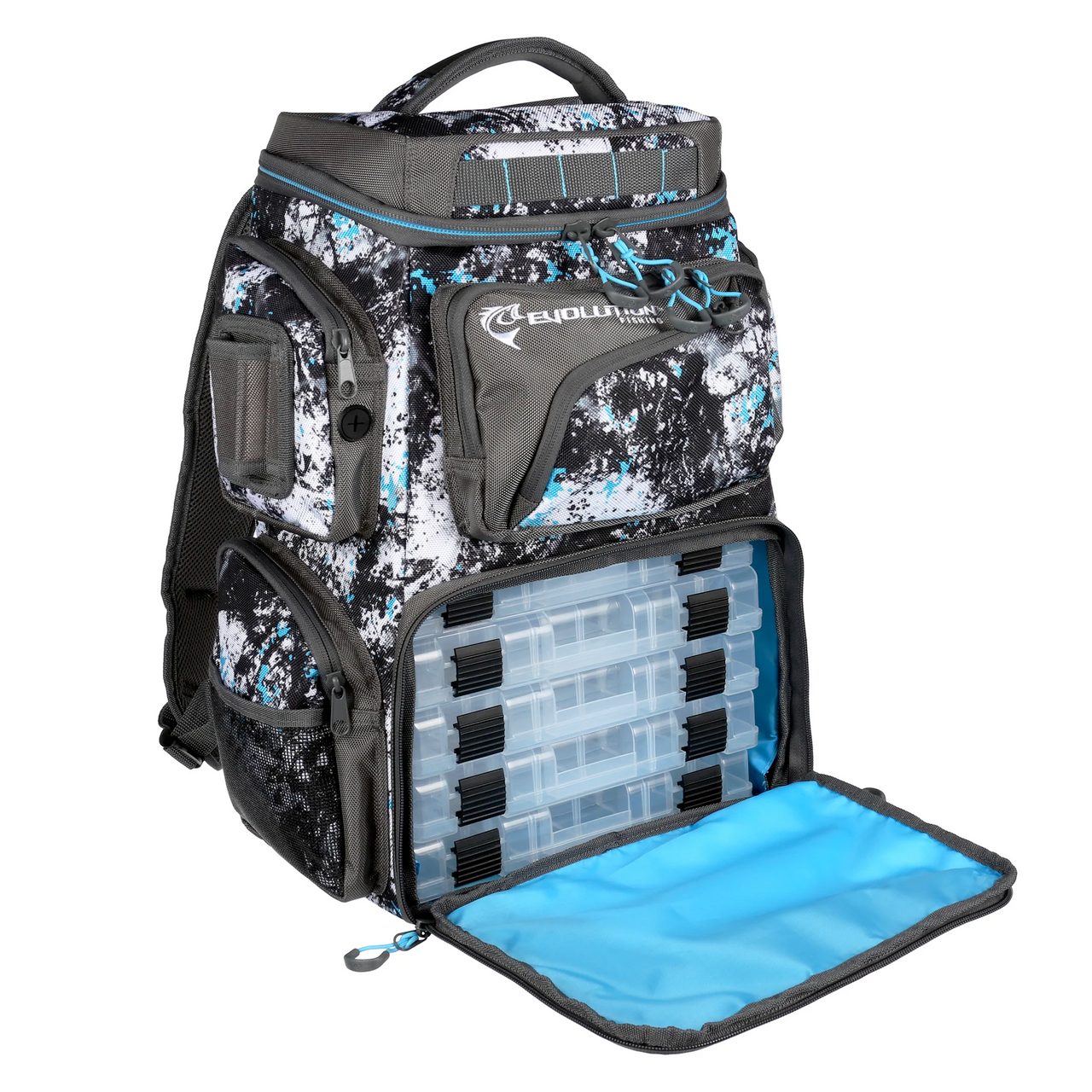 Evolution Largemouth 3600 Tackle Backpack, Quartz Blue, Includes 3 Trays