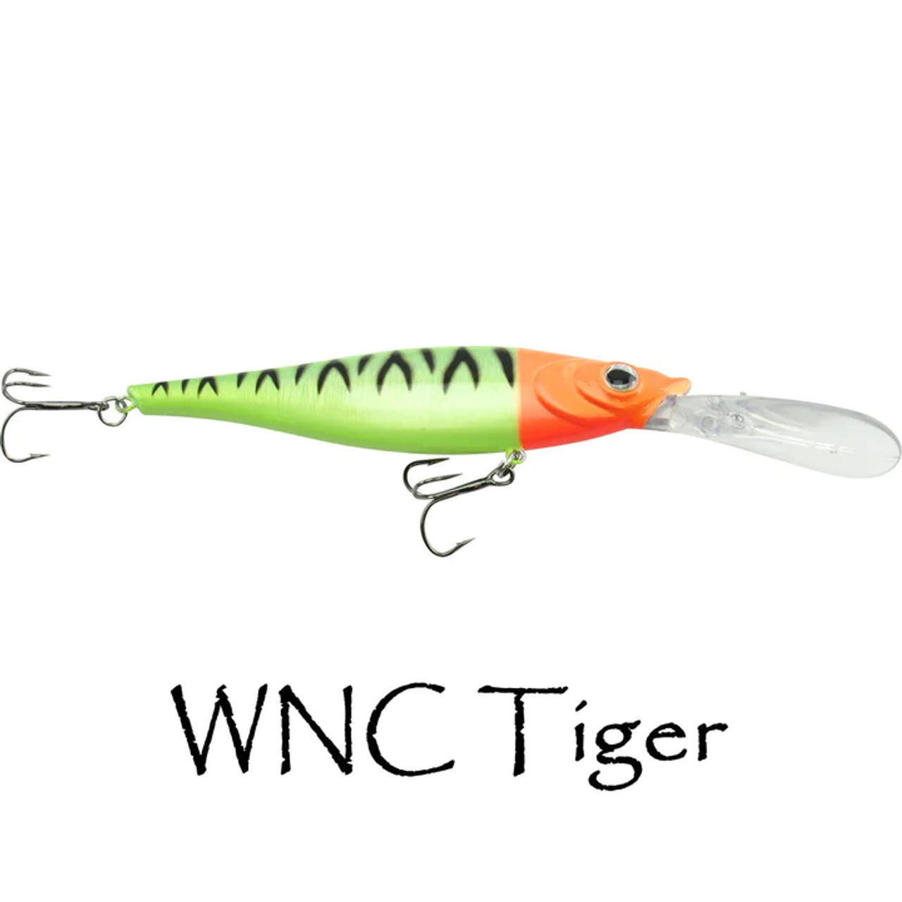 Walleye Nation Creations WNC Reaper, Deep Diving Crank Bait, Size 4.5", 25' Diving Depth, #4 Hook Size, WNC Tiger