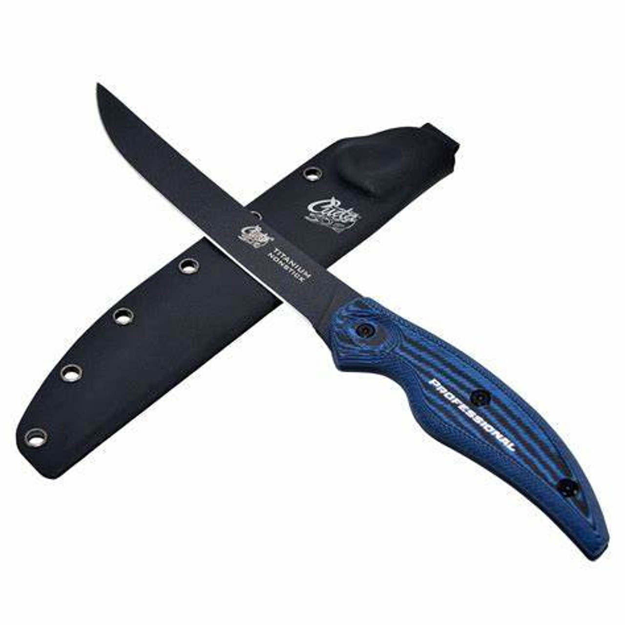 Cuda 6" Professional Series Ti  Non-Stick Fillet Knife w/ Hard Moulded Sheath, Micarta Handle, 40A Carpenter Steel