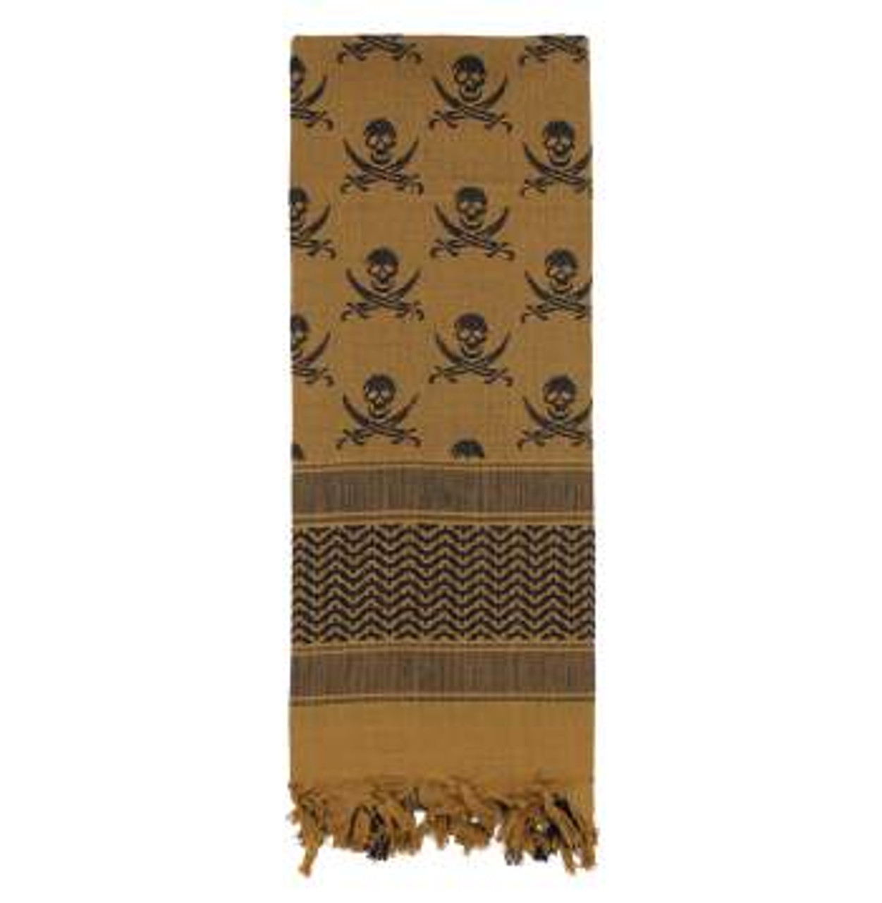 Rothco Skulls Shemagh Tactical Desert Keffiyeh Scarf, Coyote Brown/Black