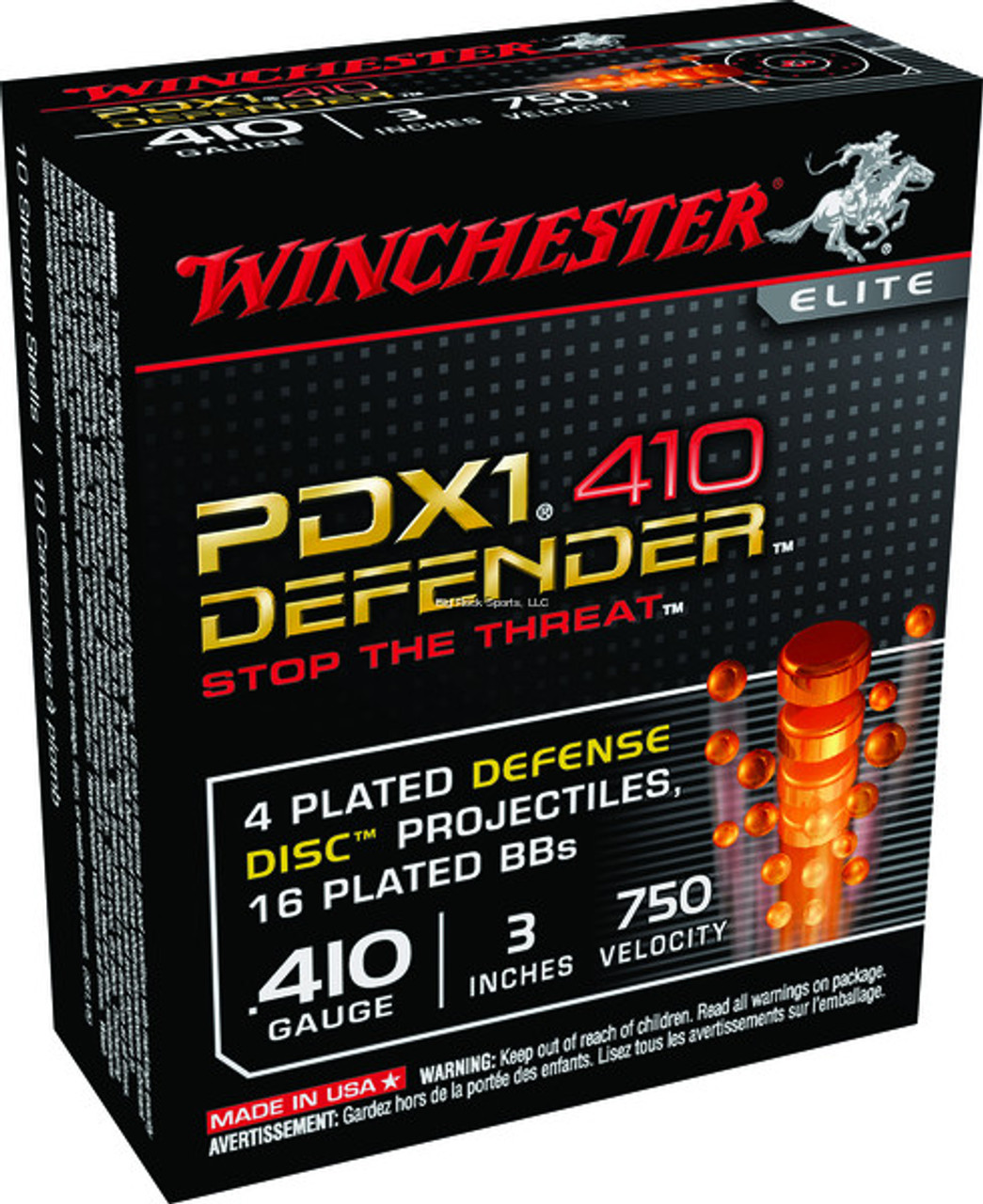 Winchester Defender Shotshell 410 GA,  3 in, No. 16 BB, 1oz, 750 fps, 10 Rnd per Box