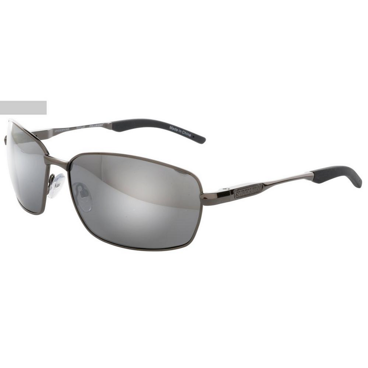 Spiderwire Waylay Sunglasses, Titanium Silver Frame/  Silver Mirror (Grey Base) Lens, L/XL