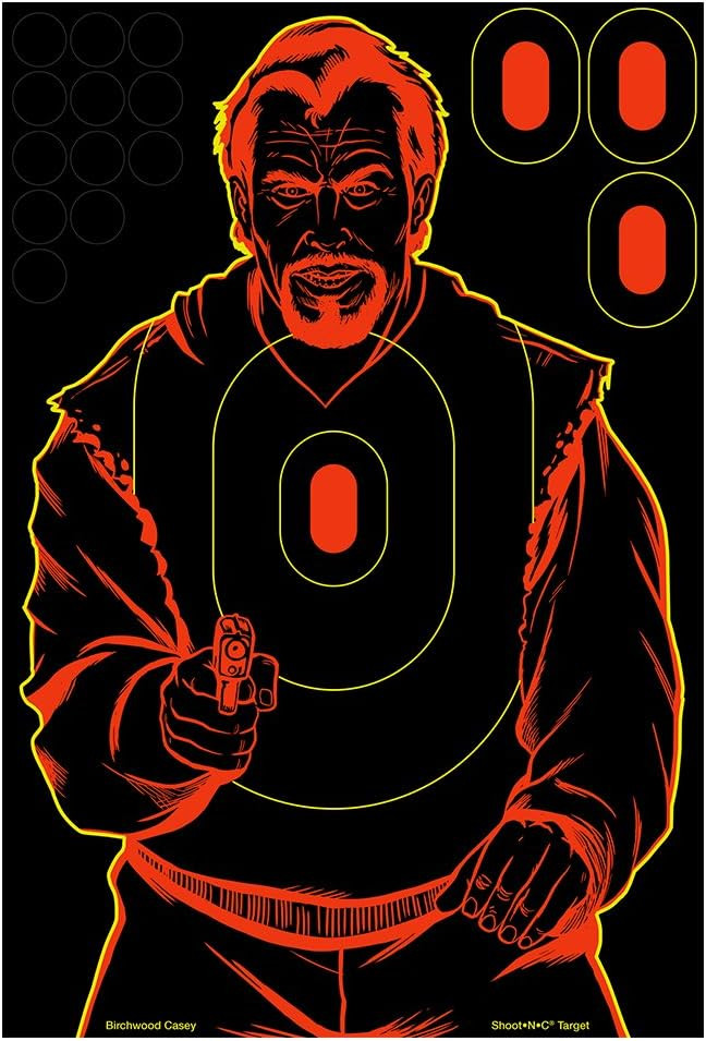 Birchwood Casey Shoot-N-C Bad Guy Target 12" x 18", 5 Targets and 75 Pasters