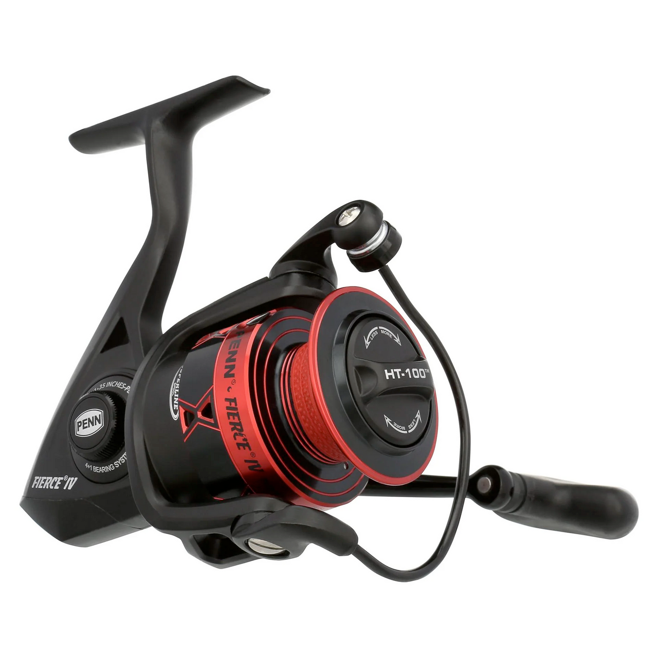 Penn Fierce IV Spinning Reels,Size 4000 Black/Red,6.2:1, 5 Bearings 15# Drag