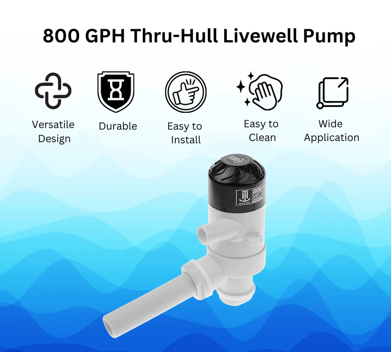 Blue Dog Marine 800 GPH Thru-Hull Livewell Pump