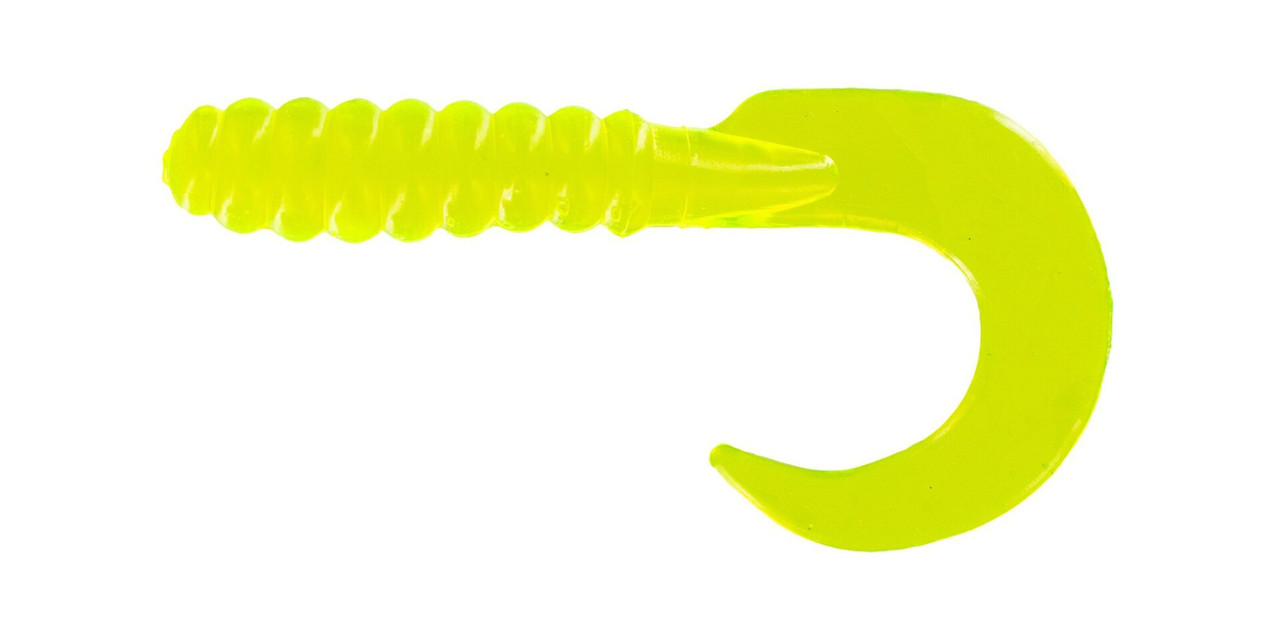 Big Bite Baits 4" Curl Tail Grub Chartreuse 10 Pack