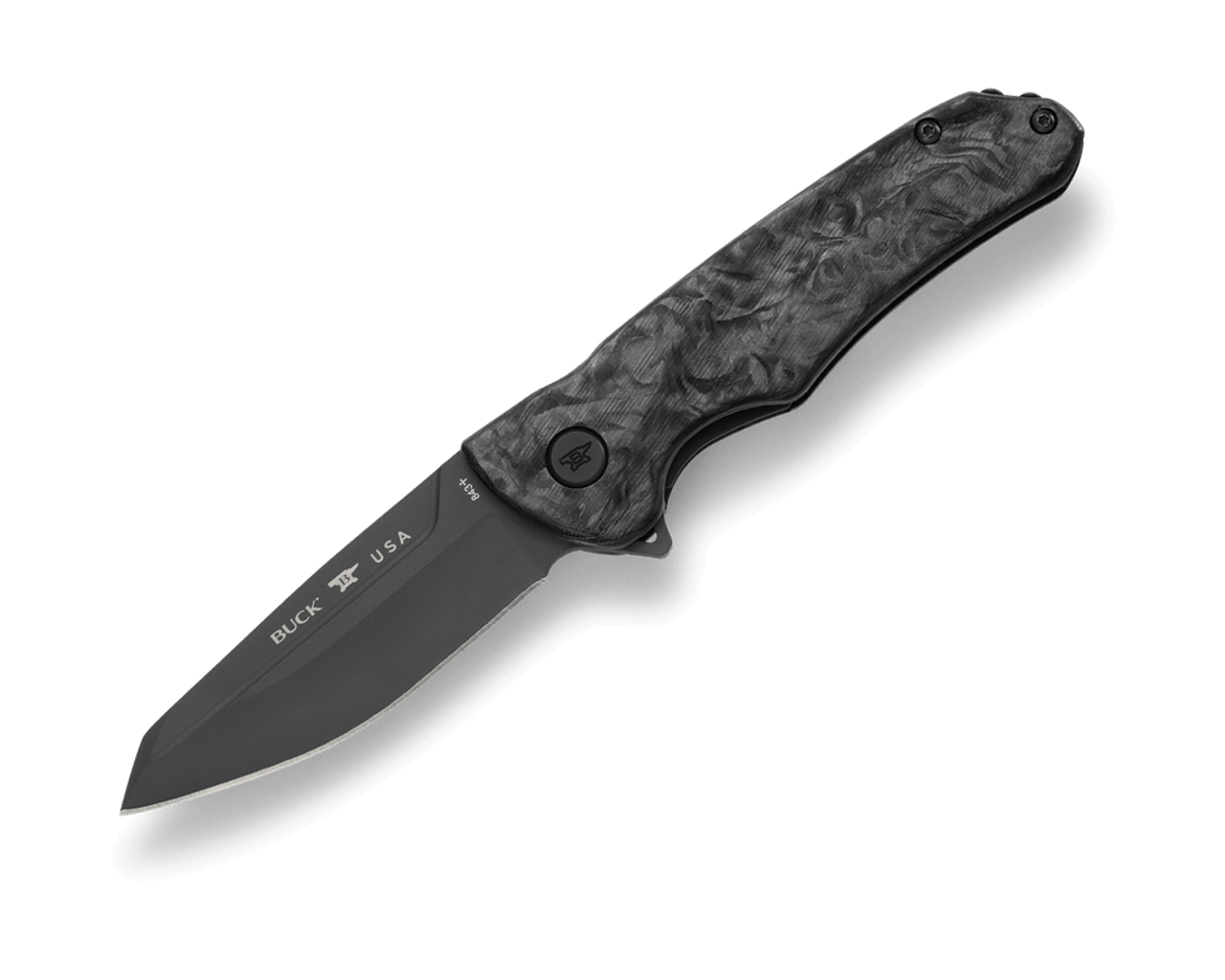 Buck 843 Sprint Ops Folding Knife, Marbled Carbon Fiber