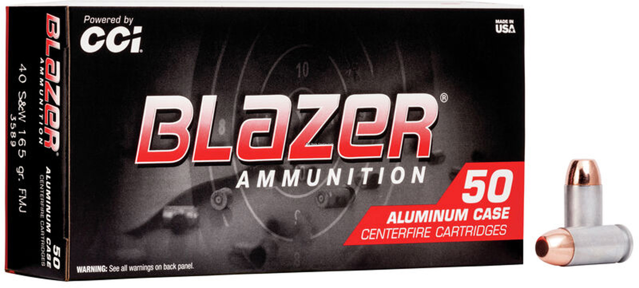 CCI 40 S&W Blazer Aluminum 165 Gr TMJ, 1000 Rounds