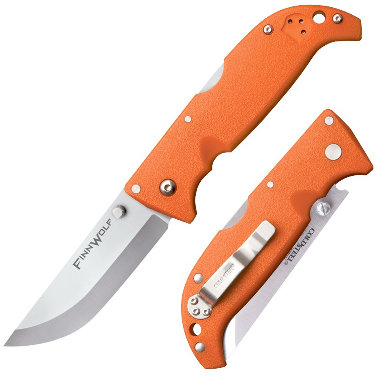 Cold Steel Finn Wolf Blaze Orange, 7-7/8" Overall, 3.5" Blade, 3mm Thick, Aus8a Steel