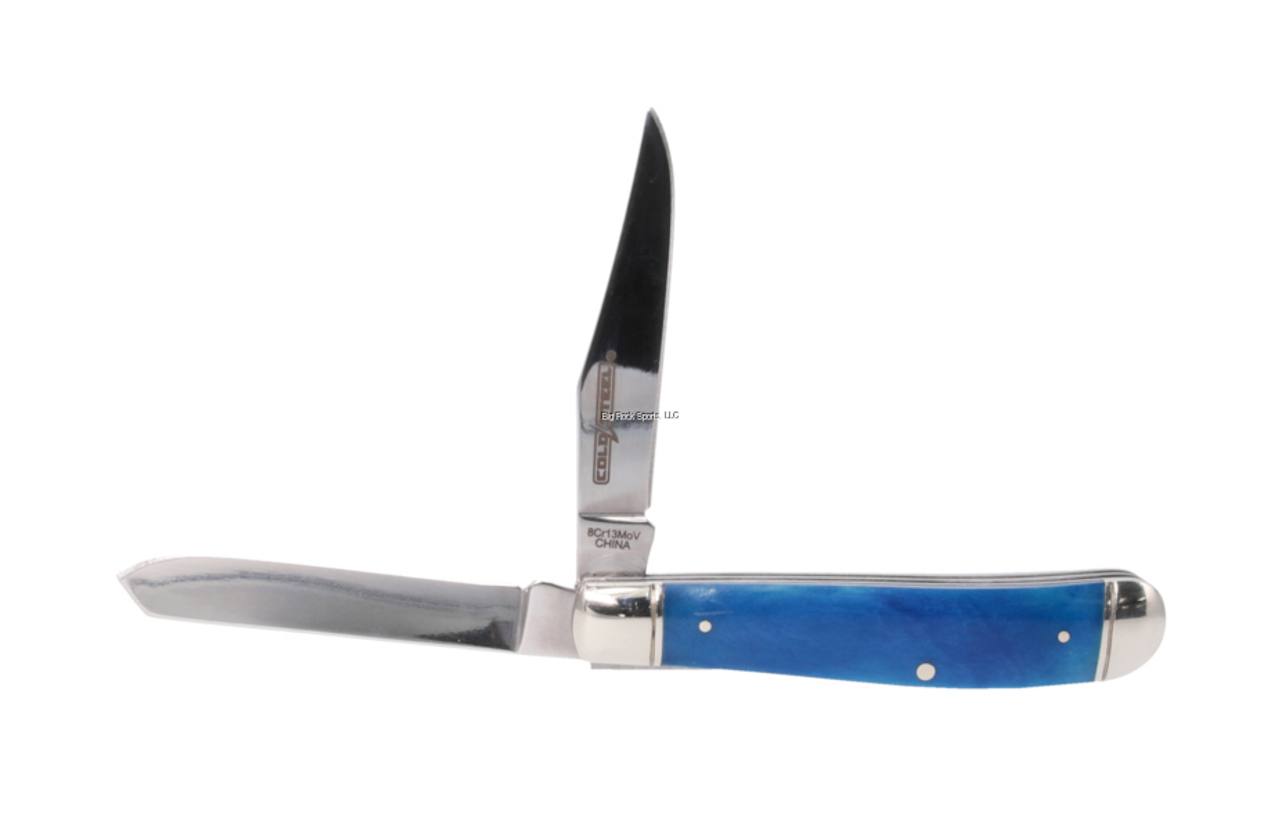 Cold Steel Mini Trapper, 2.5" Closed, 2 Blades (2.6" - 2.7"), 8cr13mov Steel, Blue Bone