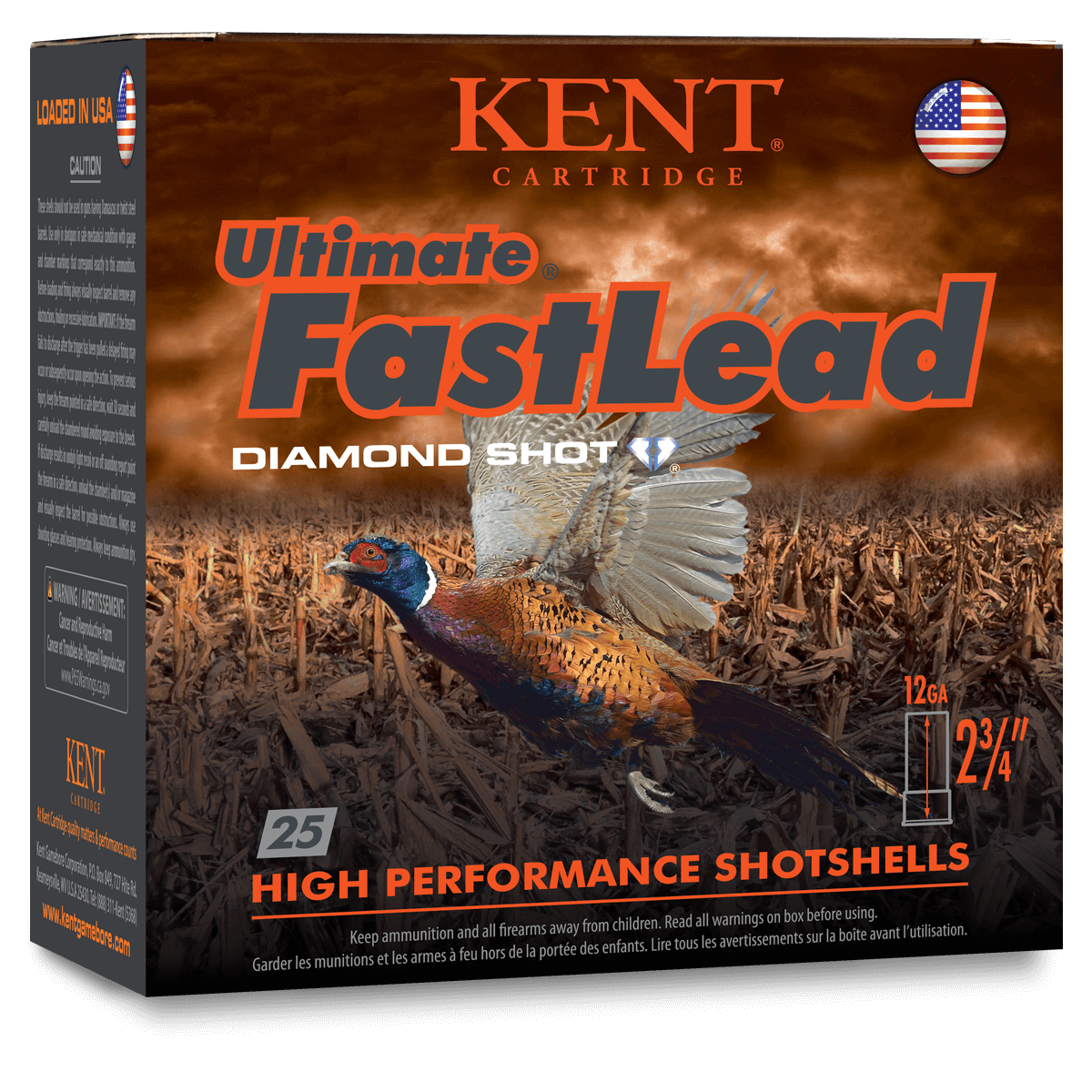 Kent Ultimate Fast Lead, 12 Ga 2 3/4", 1 1/4 Oz #4, Lead, 25 Rounds