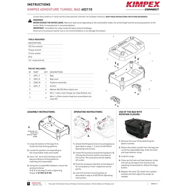 Kimpex Connect Adventure Tunnel Bag 8L to 22L - 402110