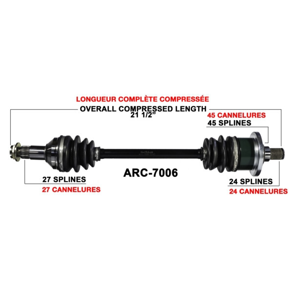 TrakMotive Complete Axle Fits Arctic cat - 216049