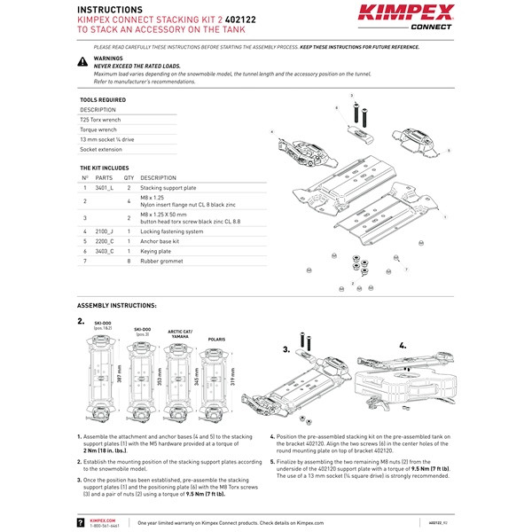 Kimpex Connect Stacking Kit 2 designed to stack an accessory on the tank - 402222
